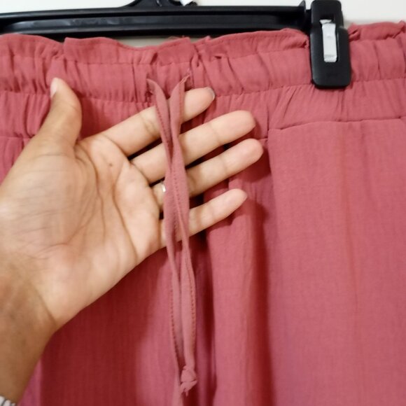 B Set Pants Elastic Waist Wide Leg & Top Sleeveless Pleated Medium Womens. - Picture 7 of 13